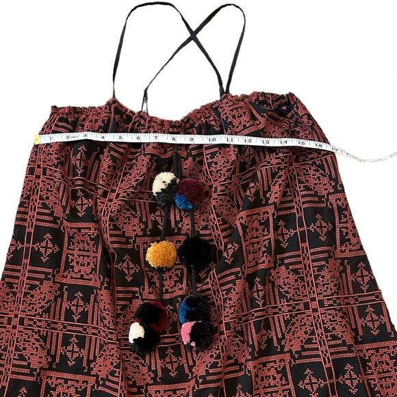 Red Carter Calypso Embroidered Pom Pom Mini-Dress Size XS - Picture 11 of 15